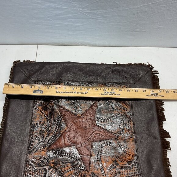 2 Western Leather Accent Pillows Fringed Cowboy boot Texas Star applique - Picture 7 of 15